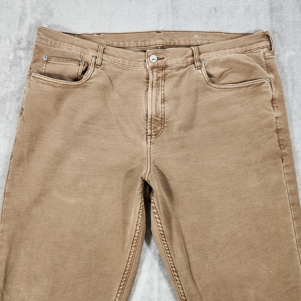Faherty Jeans Mens 38x32 Beige Huckberry Slim Straight Stretch 5 Pocket Pants - Picture 2 of 16